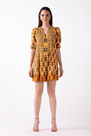 SARAI - FRONT PLEATED TUNI MINI DRESS WITH DIP DYE