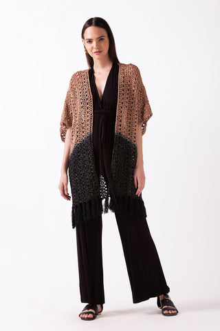 ODESSA - HAND CROCHET MINI CAPE WITH FRINGED EDGES