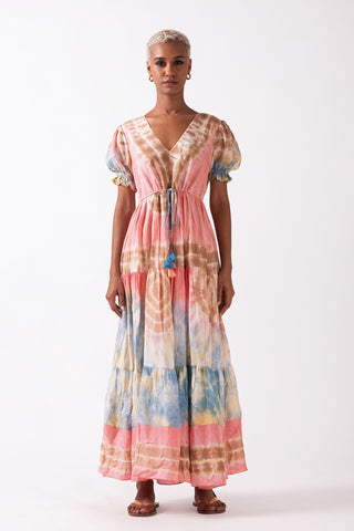 SERAPHINA - V NECK TIE AND DYE MAXI DRESS
