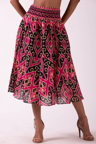 JUBILAH  - KNEE LENGTH SKIRT WITH SMOCKED WAIST