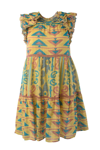 OLGA -MINI TIERED DRESS WITH DOUBLE LAYER FLUTTER SLEEVE