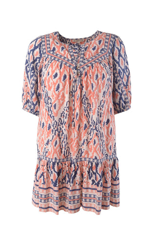 SAHIBA - TIERED MINI DRESS WITH BUBBLE SLEEVES
