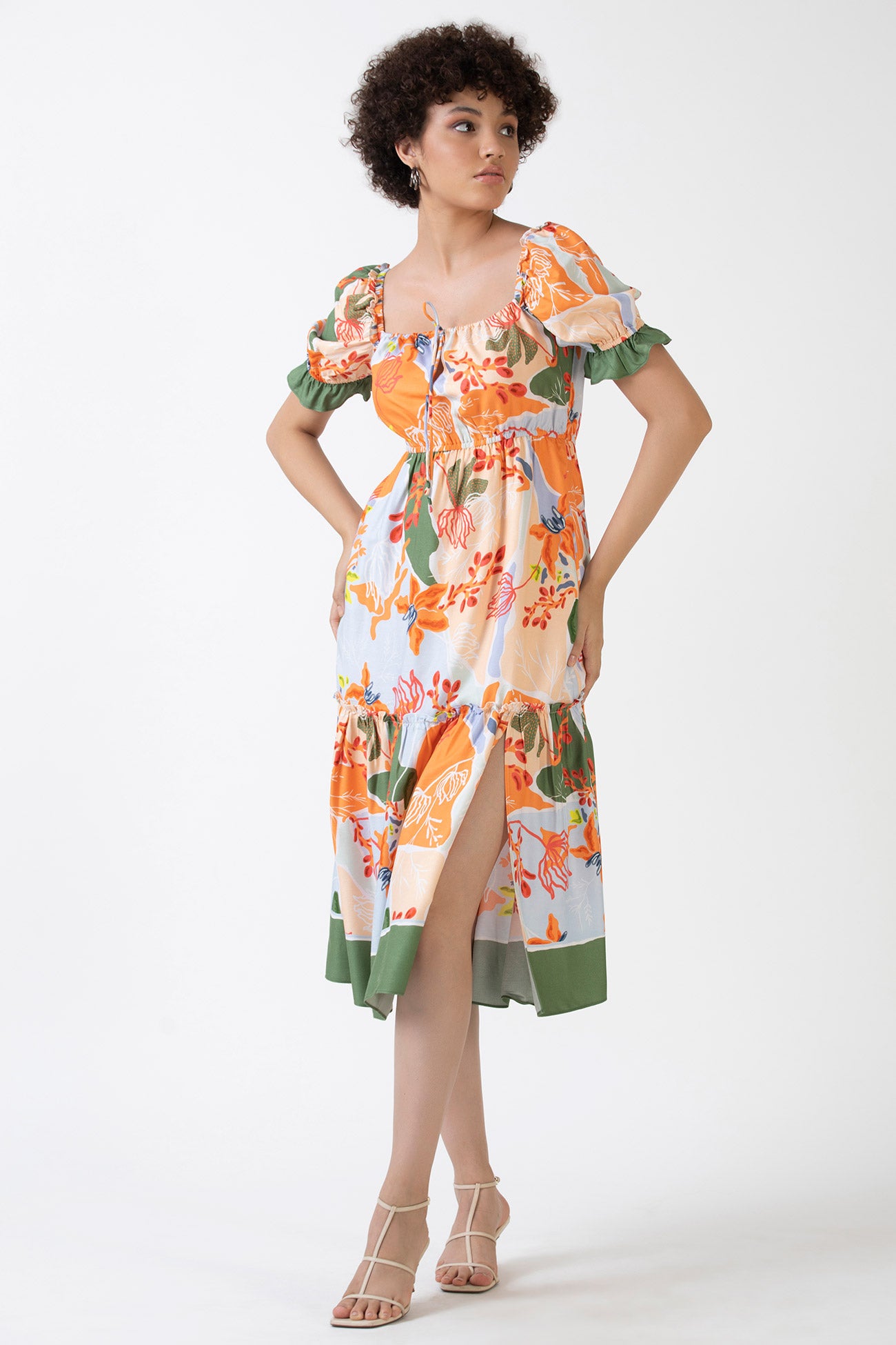 saylor multi york midi dress Brea Short-Sleeve V-Neck Midi Dress by Saylor NYC in Pink, Size: S Petite at Anthropologie