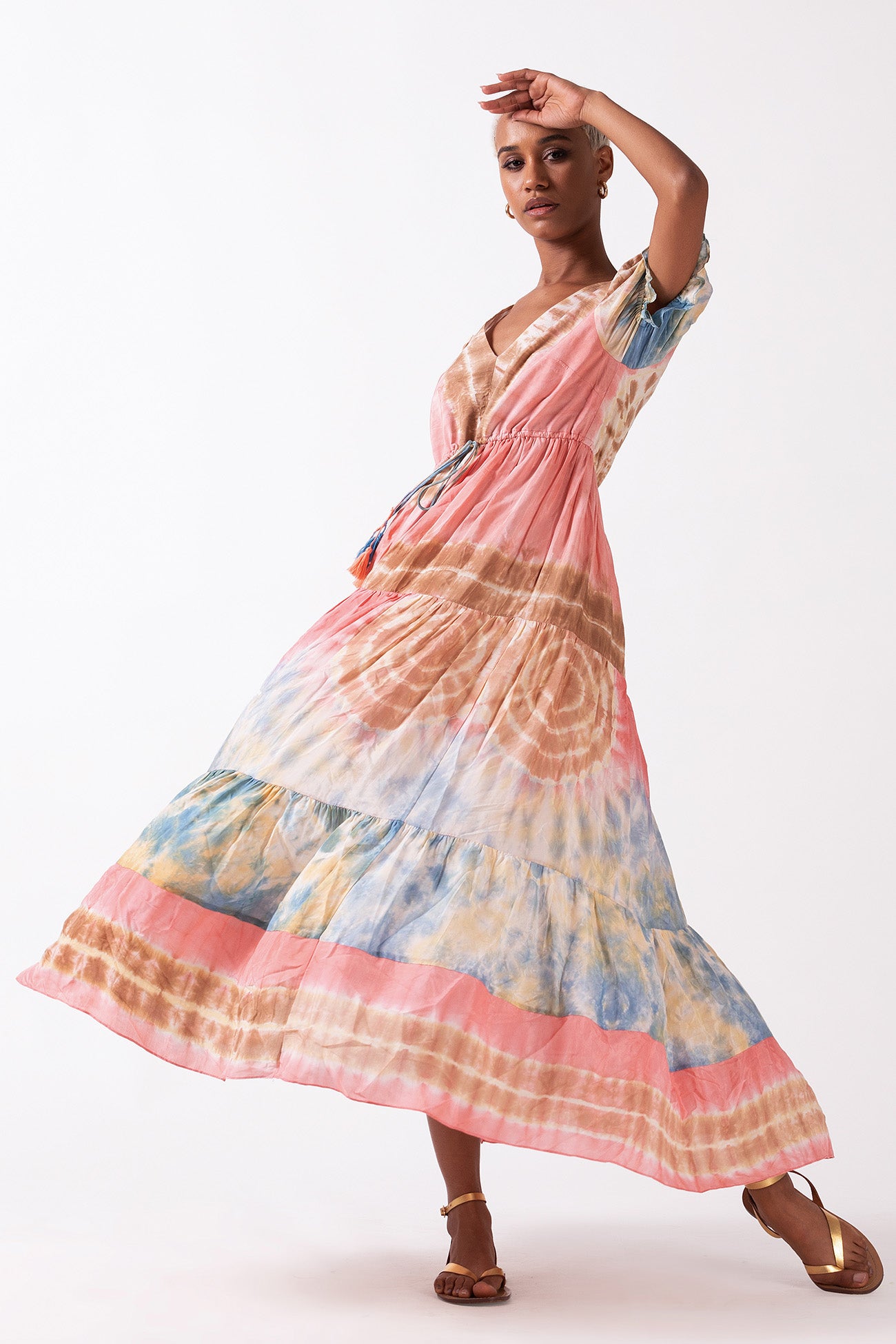SERAPHINA - V NECK TIE AND DYE MAXI DRESS SERAPHINA - V NECK TIE AND DYE MAXI DRESS