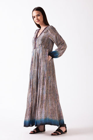 MYSTARA - V NECK EMBROIDERED MAXI DRESS