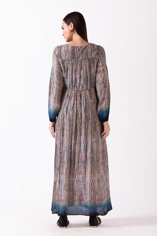 MYSTARA - V NECK EMBROIDERED MAXI DRESS