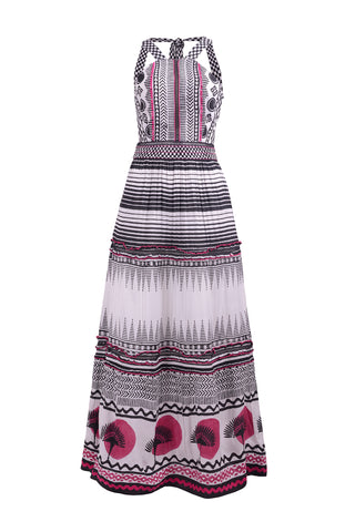 PALOMA - Tiered maxi dress with halter neck and tie ups at the back